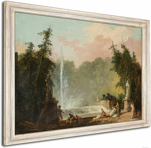 A Fountain In A Park By Hubert Robert