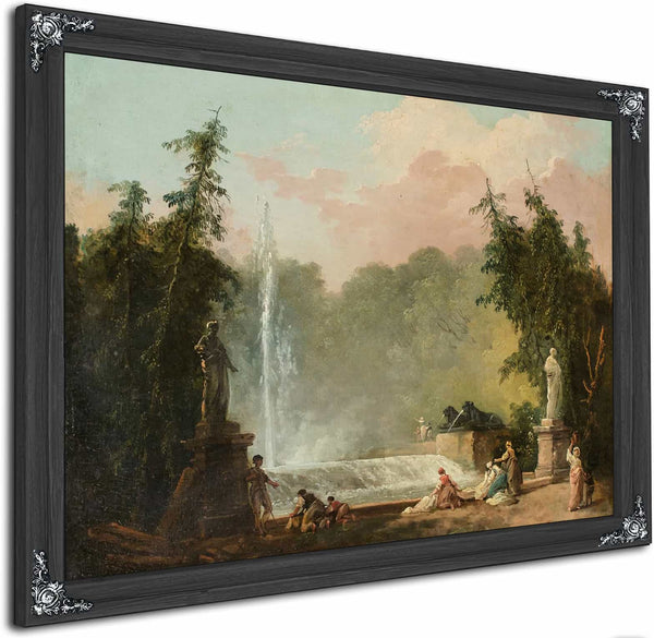 A Fountain In A Park By Hubert Robert