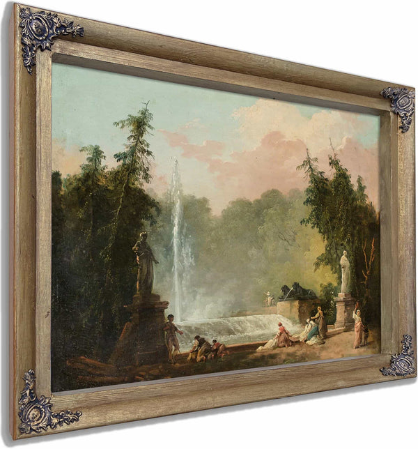 A Fountain In A Park By Hubert Robert