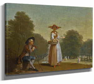 A Fruitseller And A Man Resting A Park Beyond By Pieter Angillis