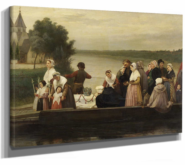 A Funeral Procession Crossing The River Lys At Afsnee By Joseph Pauwels