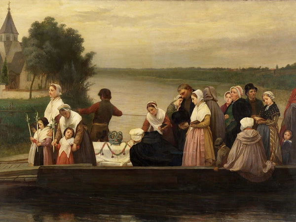 Joseph Pauwels A Funeral Procession Crossing The River Lys At Afsnee By Joseph Pauwels