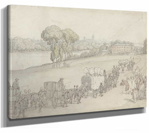 Thomas Rowlandson 14" x 11" / Stretched Canvas Wrap A Funeral Procession By Thomas Rowlandson