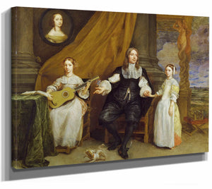 A Gentleman With His Two Daughters By Gonzales Coques