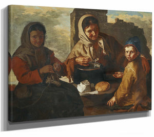 Giacomo Francesco Cipper 14" x 11" / Stretched Canvas Wrap A Girl Knitting And A Woman Feeding A Child By Giacomo Francesco Cipper