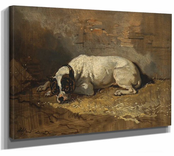 Alfred De Dreux 14" x 11" / Stretched Canvas Wrap A Good Friend By Alfred De Dreux