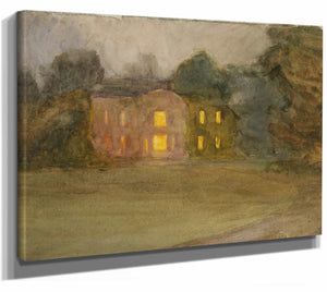 Clare Marsh 14" x 11" / Stretched Canvas Wrap A Great House Lit At Night By Clare Marsh