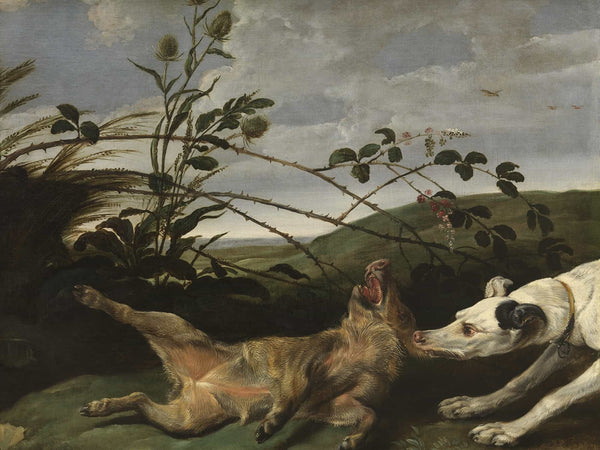 Daniel Schultz A Greyhound Catching A Young Wild Boar By Daniel Schultz