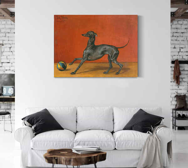 Julius Von Blaas A Greyhound Or Italian Sighthound With Ball By Julius Von Blaas