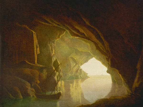 Joseph Wright Of Derby A Grotto In The Gulf Of Salerno Sunset By Joseph Wright Of Derby