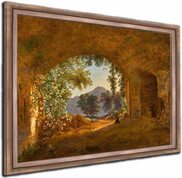 A Grotto With Castel Gandolfo Beyond By Louise Josephine Sarazin De Belmont