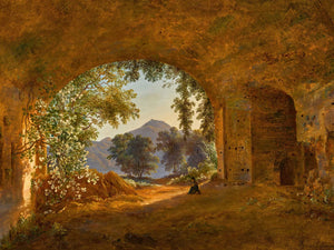 Louise Josephine Sarazin De Belmont A Grotto With Castel Gandolfo Beyond By Louise Josephine Sarazin De Belmont