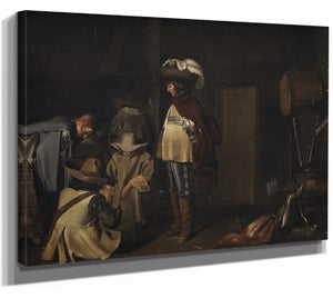 Anthonie Palamedesz 14" x 11" / Stretched Canvas Wrap A Guardroom (1616 – 1673) By Anthonie Palamedesz