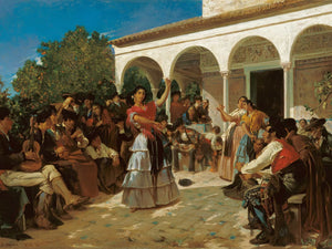 Alfred Dehodencq A Gypsy Dance In The Gardens Of The Alcazar In Front Of Charles V Pavilion By Alfred Dehodencq