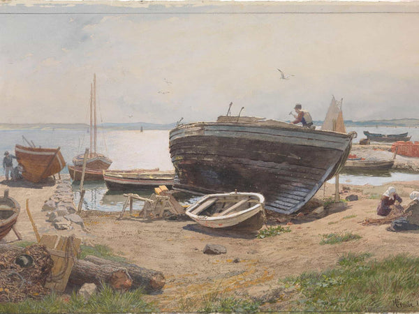 Hans Gude A Harbour On The Baltic Sea By Hans Gude