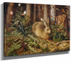 Hans Hoffmann 14" x 11" / Stretched Canvas Wrap A Hare In The Forest By Hans Hoffmann