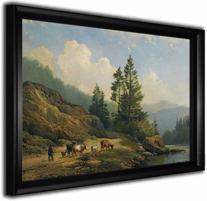 A Herd With Cattle In A Mountainous Landscape By Hendrikus Van De Sande Bakhuyzen