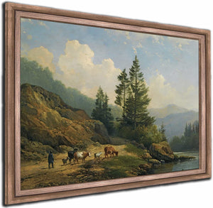 A Herd With Cattle In A Mountainous Landscape By Hendrikus Van De Sande Bakhuyzen