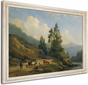 A Herd With Cattle In A Mountainous Landscape By Hendrikus Van De Sande Bakhuyzen