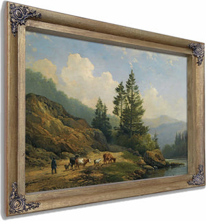 A Herd With Cattle In A Mountainous Landscape By Hendrikus Van De Sande Bakhuyzen