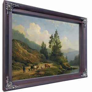 A Herd With Cattle In A Mountainous Landscape By Hendrikus Van De Sande Bakhuyzen