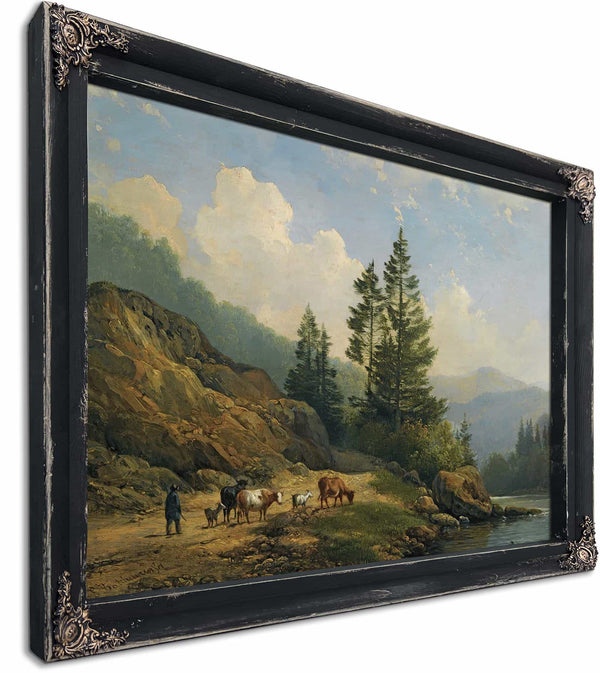 A Herd With Cattle In A Mountainous Landscape By Hendrikus Van De Sande Bakhuyzen