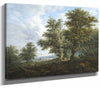 Johann Jacob Dorner 14" x 11" / Stretched Canvas Wrap A Hilly Landscape With A Traveller Resting Under A Copse Of Oak Trees By Johann Jacob Dorner