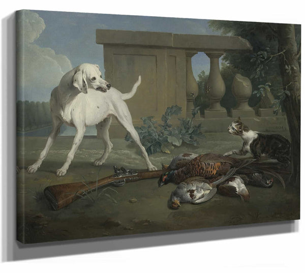 A Hound Protecting A Bag Of Game From A Cat By Alexandre Francois Desportes