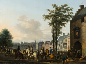 Gerrit Berckheyde A Hunting Party Near The Hofvijver In The Hague Seen From The Plaats By Gerrit Berckheyde