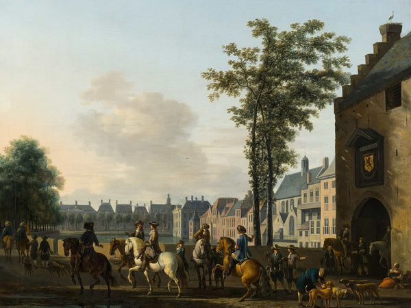 Gerrit Berckheyde A Hunting Party Near The Hofvijver In The Hague Seen From The Plaats By Gerrit Berckheyde