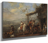 Johannes Lingelbach 14" x 11" / Stretched Canvas Wrap A Hunting Party By Johannes Lingelbach