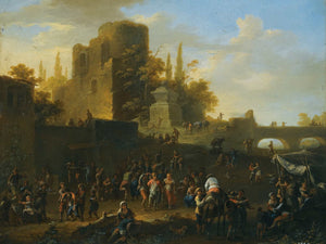 Franz De Paula Ferg A Kermesse With Villagers By Ruins By Franz De Paula Ferg