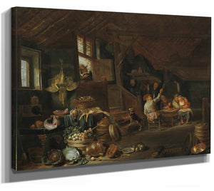 A Kitchen Interior With Peasants Carousing By Hendrik Martensz Sorgh