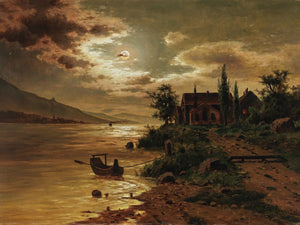 Fritz Chwala A Lake Landscape In The Moonlight By Fritz Chwala