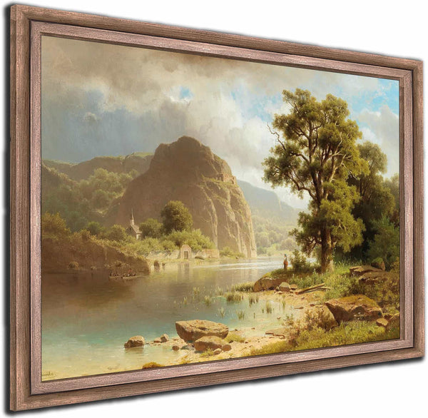 A Lake Landscape By Adolf Chwala