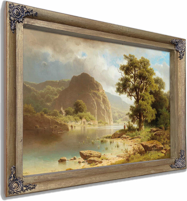 A Lake Landscape By Adolf Chwala