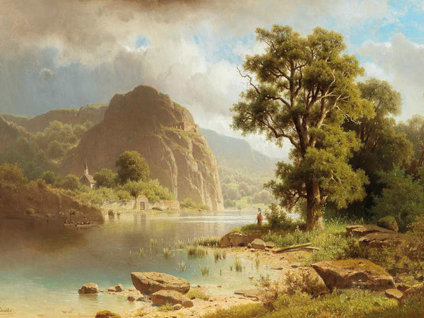 Adolf Chwala A Lake Landscape By Adolf Chwala