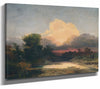 Ignaz Raffalt 14" x 11" / Stretched Canvas Wrap A Landscape At Sunset By Ignaz Raffalt