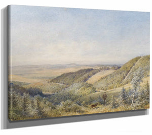 Gottfried Seelos 14" x 11" / Stretched Canvas Wrap A Landscape Near Sebetov Castle By Gottfried Seelos