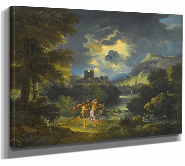 Pieter Mulier The Younger 14" x 11" / Stretched Canvas Wrap A Landscape With Figures In A Storm By Pieter Mulier The Younger