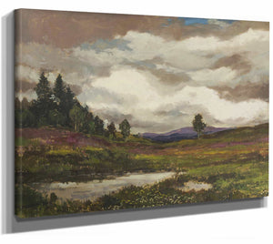 Gustav Macoun 14" x 11" / Stretched Canvas Wrap A Landscape With Heathland By Gustav Macoun