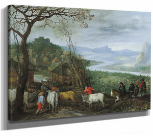 A Landscape With Herdsmen Driving Cattle To A Village By Jan Brueghel The Elder