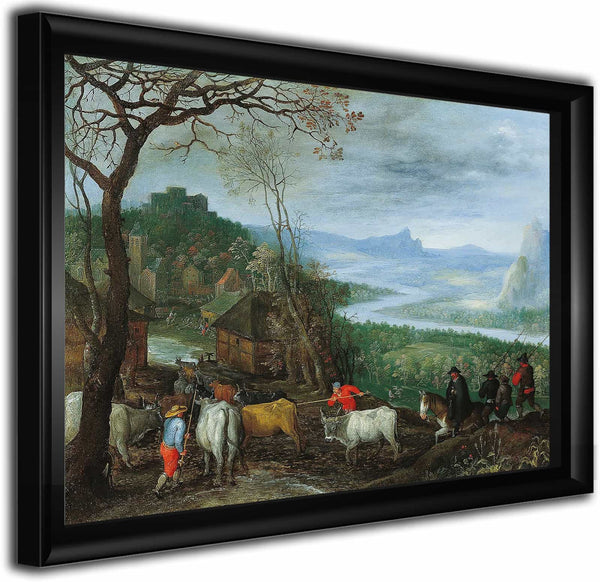 A Landscape With Herdsmen Driving Cattle To A Village By Jan Brueghel The Elder