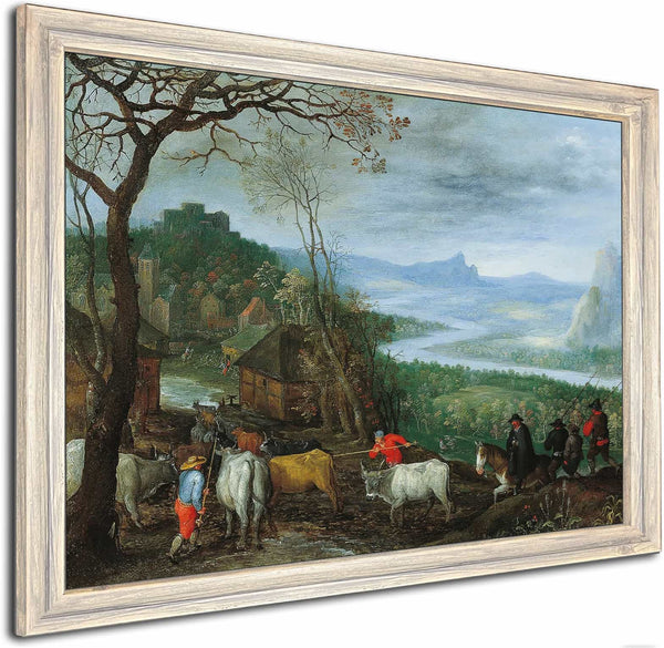 A Landscape With Herdsmen Driving Cattle To A Village By Jan Brueghel The Elder