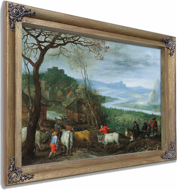 A Landscape With Herdsmen Driving Cattle To A Village By Jan Brueghel The Elder