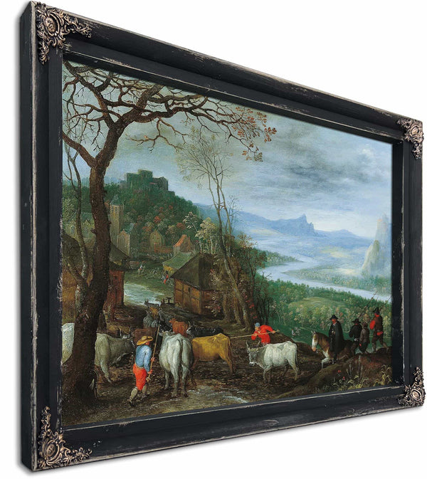 A Landscape With Herdsmen Driving Cattle To A Village By Jan Brueghel The Elder