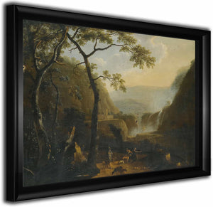 A Landscape With Hunters Near A Waterfall By Barend Appelman