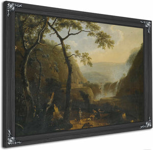 A Landscape With Hunters Near A Waterfall By Barend Appelman