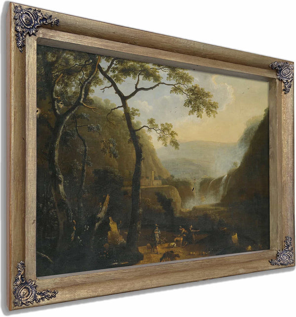 A Landscape With Hunters Near A Waterfall By Barend Appelman