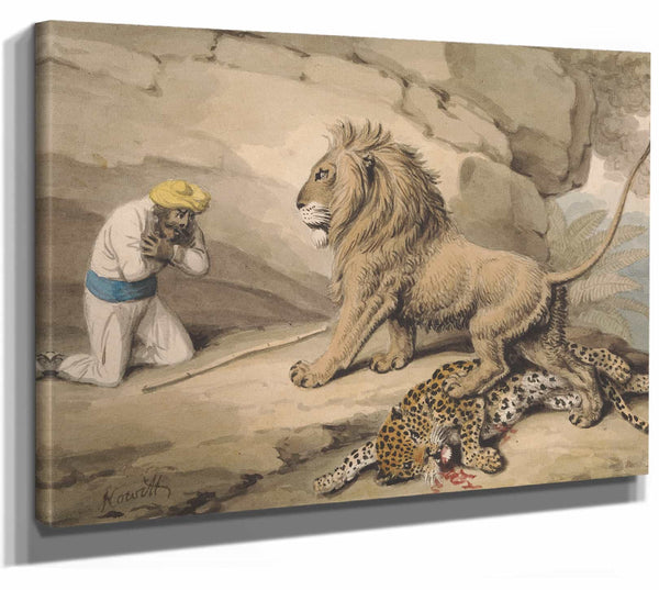 A Lion Standing Over A Wounded Leapard By Samuel Howitt